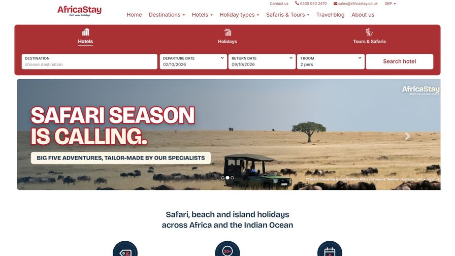AfricaStay UK front page